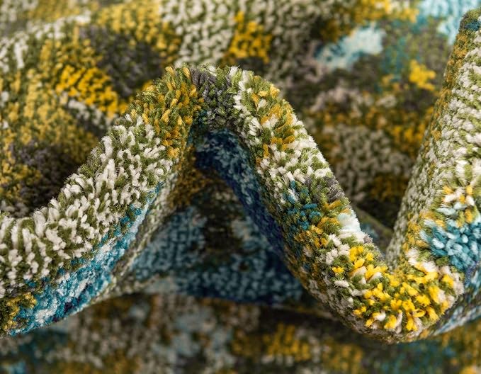 Unique Loom Jardin Collection Colorful, Vibrant, Abstract, Modern Area Rug (4' 0 x 6' 0 Rectangular, Green/ Olive)