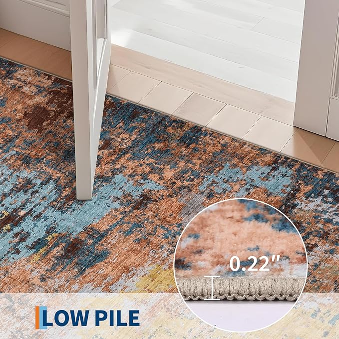 GarveeHome Modern Door Mat 2x3 Machine Washable Rug Yellow | Non-Slip Backing, Stain-Resistant Low Pile Floor Cover, Colorful Indoor Mat, Bedroom, Kitchen, Laundry
