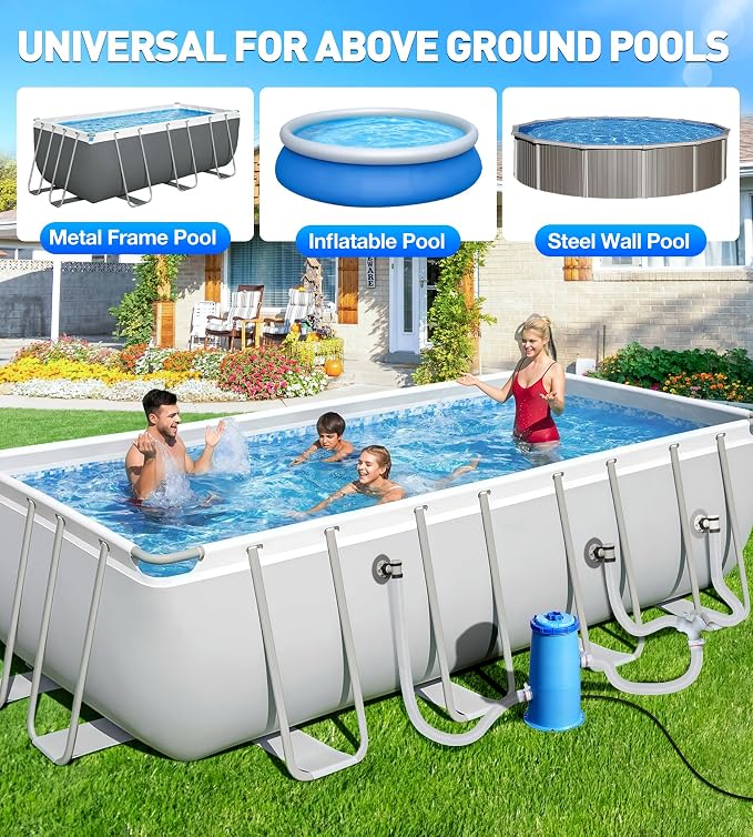 DeeprClean 1000 GPH Pool Filter Pump for Above Ground Pools with GFCI-Blue | Type A/C Cartridge Filter Pump System, Safety ETL Listed Above Ground Pool Pump, Improved Water Circulation & Filtration