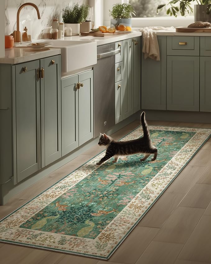 Runner Rug Washable Kitchen Runner: 2'6"x8' Hallway Runner Stain Resistant Non Slip Low Pile Soft Carpet Runners Rug for Entryway Bedroom Hallway Beside Bathroom Laundry Room
