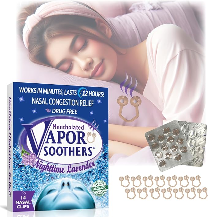 Nasal Dilators for Breathing by Vapor Soothers | Snore Reducing | Anti Snoring Aid for Better Sleep | Drug-Free Nasal Congestion Relief | Nighttime Lavender, 14 Count