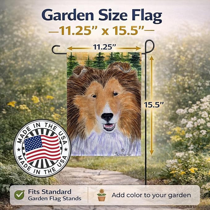 Caroline's Treasures SS8141GF Sheltie Garden Flag Mailbox Flag Decorative Yard Flag Banner Outside Patio Artwork Yard Flower Beds, Garden Size, Multicolor