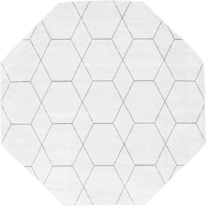 Unique Loom Trellis Frieze Collection Area Rug - Geometric (7' 10" Octagon, Ivory/ Gray)