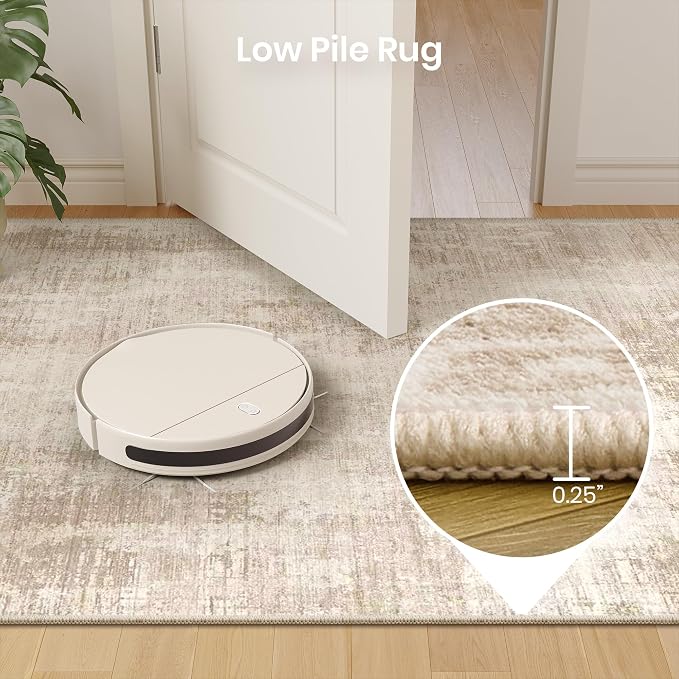 Valenrug 6x9 Area Rugs Non Slip, Large Washable Rugs for Living Room, Beige | Soft Thin & Lighweight, Folable, Stain Resistant Low Pile Non Slip Modern Distressed Carpet Rugs for Bedroom, Dining Room
