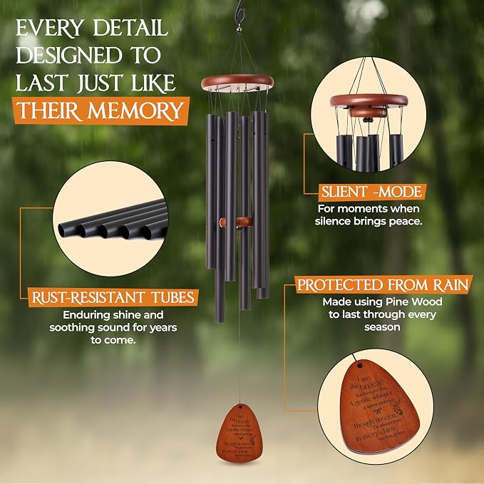 32 Inch Memorial Wind Chimes Outdoor, Wind Chimes for Loss of Loved One, Memorial Gifts for Loss of Mom, Sympathy Gifts for Mother, Father, Brother, Sister