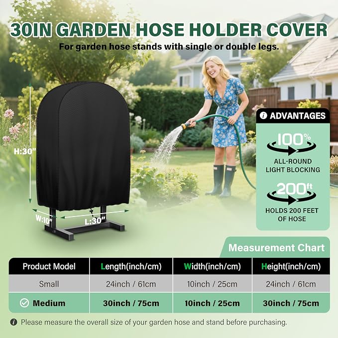 Garden Hose Holder Cover , Extends Hose & Hose Holder Lifespan,Weatherproof Protection Against Rain, Sun & Snow – Universal Fit for Hose Hangers (Black Cover Only)