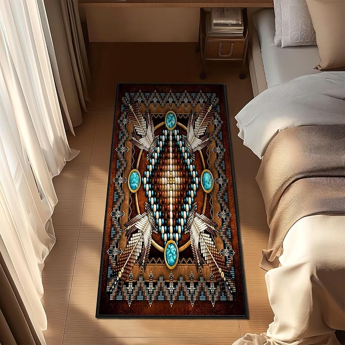Southwestern Runner Rug 2x4 Rugs for Entryway,Aztec Tribal Native American Western Kitchen Rug Washable Indoor Door Mat Non Slip Accent Throw Rugs Vintage Area Carpet for Hallway,Bathroom,Bedroom