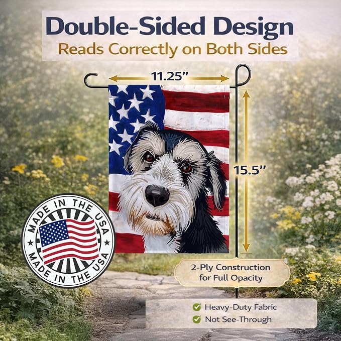 Caroline's Treasures CK6554GF Griffon Nivernais Dog American Flag Garden Flag Mailbox Flag Decorative Yard Flag Banner Outside Patio Artwork Yard Flower Beds, Garden Size, Multicolor