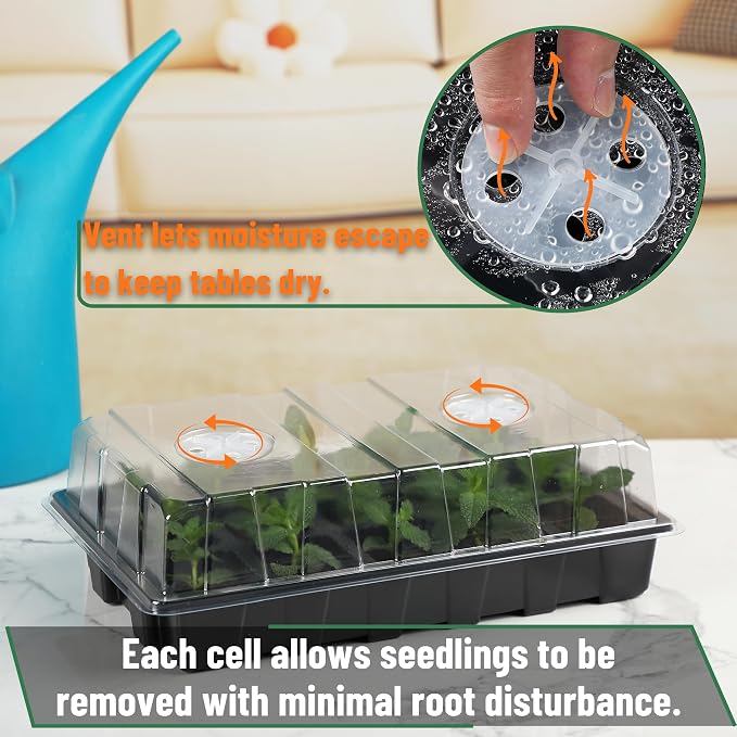 Mr. Pen 5-Set Seed Starter Tray Kits | Durable Plant Germination Trays with Humidity Vented Domes and Bases, Ideal for Seed Starting, Indoor Gardening