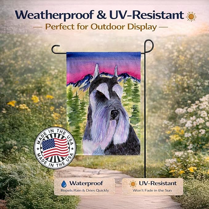 Caroline's Treasures SS8340GF Schnauzer Garden Flag Mailbox Flag Decorative Yard Flag Banner Outside Patio Artwork Yard Flower Beds, Garden Size, Multicolor