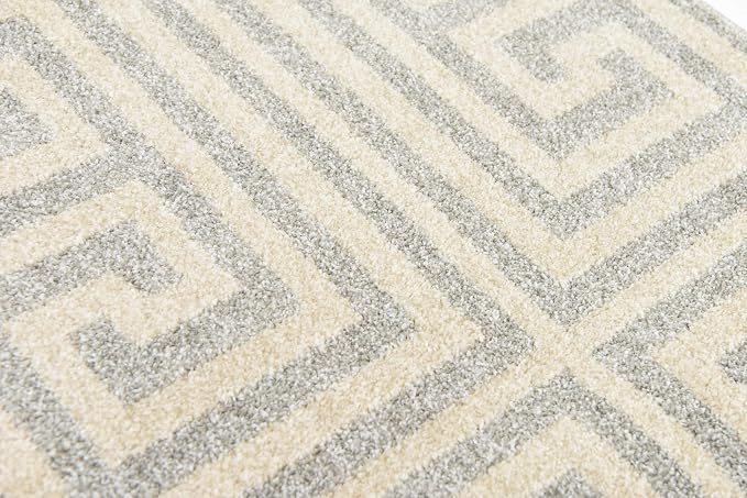 Unique Loom Athens Collection Classic Geometric Modern Border Design Area Rug (2' 0 x 6' 0 Runner, Gray/ Beige)