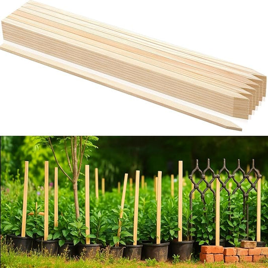Colingmill 20 Pieces Wooden Garden Stakes 48 Inch Grade and Survey Stakes Wooden Garden and Sign Posts for Plant Support Silt Fence Yard Farm Survey Boundaries Baselines