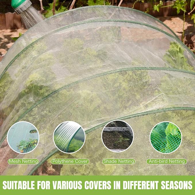 joyhalo Garden Hoops for Raised Beds, 72pcs (12 Sets) Fiberglass Hoops with PVC Coating, DIY Greenhouse Tunnel for Row Cover, Bird Netting & Plant Protection, Extend Growing Season