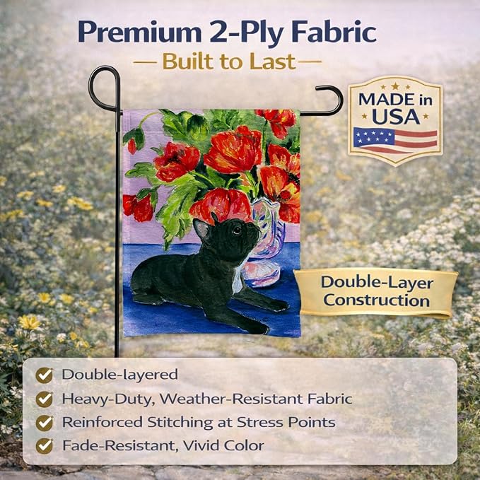 Caroline's Treasures SS8308GF French Bulldog Garden Flag Mailbox Flag Decorative Yard Flag Banner Outside Patio Artwork Yard Flower Beds, Garden Size, Multicolor