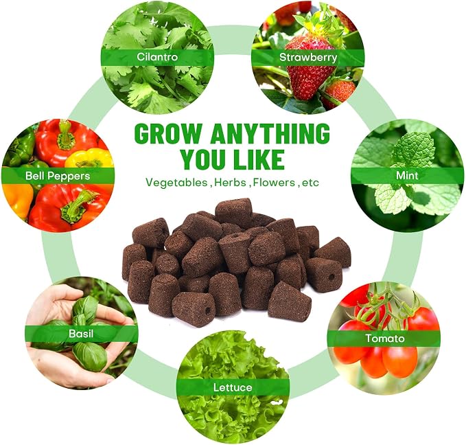 40 Pcs Seed Starter Plugs with Tray, Replacement Grow Sponges Plant Plugs, Great for Soil, Tray or Planting Pods, Promotes Herbs, Vegetables and Flowers Growth