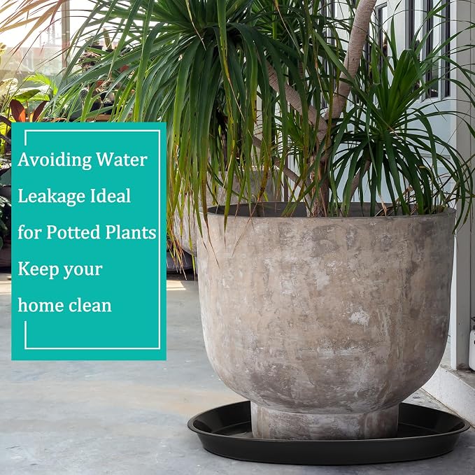 Eccliy 10 Packs 20 Inch Plastic Large Plant Saucers Heavy Duty Planter Trays Jumbo Flower Pot Saucers Plastic Water Trays for Indoors and Outdoors