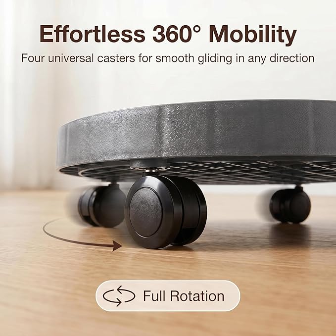 2 Pack of 14.2 Inch Planter Caddies Rolling Saucer Caddy with Wheels, Heavy Duty Wheeled Stand for Potted Plant, Round Coaster Roller Base Tray with Casters, Flower Pot Dolly Holder for Indoor Outdoor