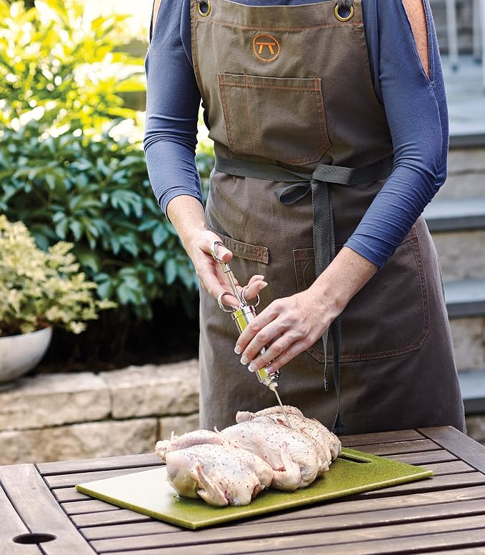 Outset Grill and Kitchen Apron, Cross Back Canvas Apron With Pockets, 27" x 30"