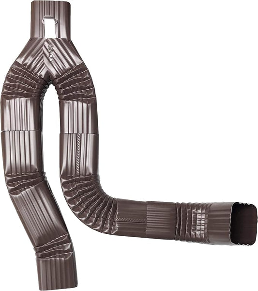 Aluminum 3x4 Offset Downspout Diverter for Rain Barrels | Made in The U.S.A. | Includes Screws & Instructions (Royal Brown)