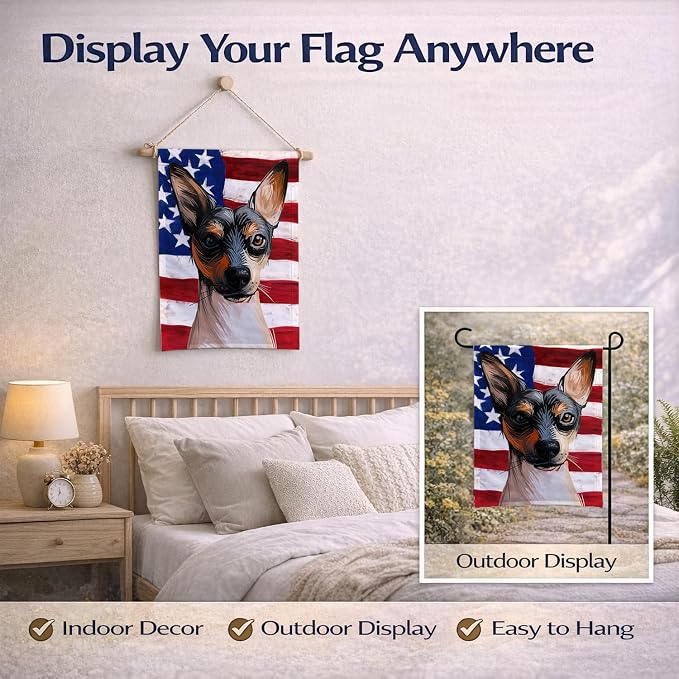 Caroline's Treasures CK6674GF Ratonero Valenciano Dog American Flag Garden Flag Mailbox Flag Decorative Yard Flag Banner Outside Patio Artwork Yard Flower Beds, Garden Size, Multicolor