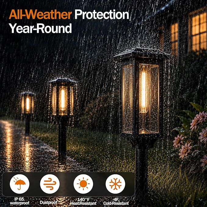 Tenmiro-Solar-Pathway-Lights-Outdoor-8-Pack-LED-Solar-Powered-Garden-Lights-Waterproof-IP65-Auto-On/Off-Outdoor-Light-for-Yard-Lawn-Patio-Path-Walkway-Driveway-Landscape-Lighting-Decor-3000K