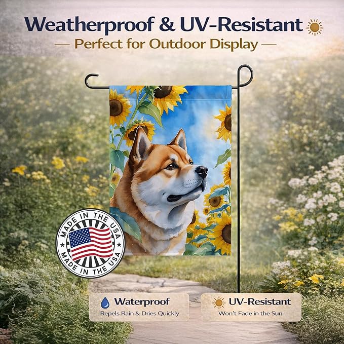 Caroline's Treasures DAC6003GF Akita in Sunflowers Garden Flag Mailbox Flag Decorative Yard Flag Banner Outside Patio Artwork Yard Flower Beds, Garden Size, Multicolor