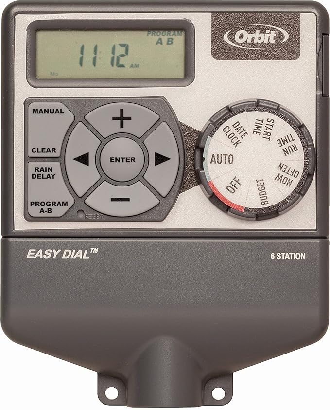 Orbit Easy Dial 6-Station Irrigation System Controller, Indoor, Grey, 28966