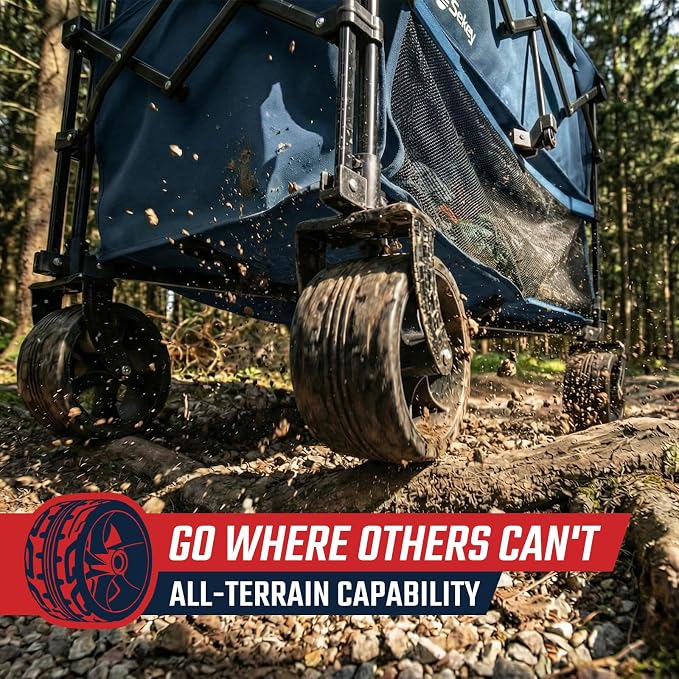 Sekey 500LBS Heavy Duty Double Decker Wagon with Extender, 400L Large Capacity Collapsible Garden Cart Fits 10x10 Canopy, All-Terrain Big Wheels with Brakes, Foldable Utility Wagon for Sports, Camping