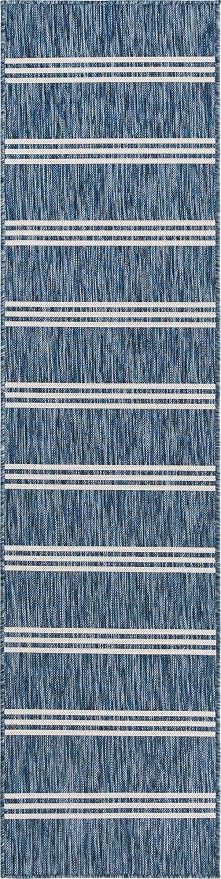 Unique Loom Outdoor Collection Area Rug - Anguilla (2' x 8' Runner, Blue/ Ivory)