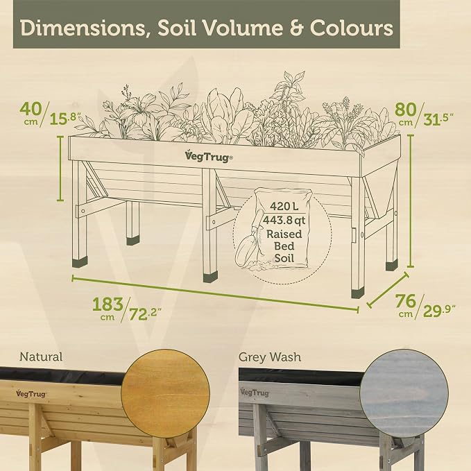 VegTrug® Raised Bed Classic Medium 1.8m, Natural