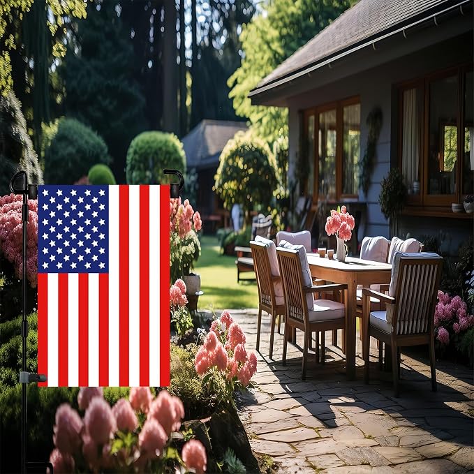 Garden Flag Pole Stand Holder, 2 Pack Garden Flags for Outside with Flag Stopper and Clip Waterproof Powder-Coated Paint