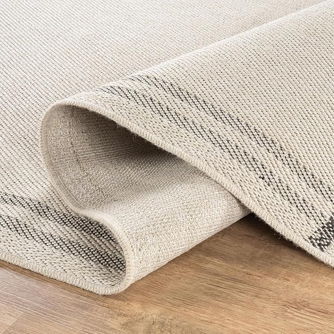 Luul Home Easy Jute Rugs 2x7 Bordered Bone Color Living Room Indoor Outdoor Runner Rug for Patio and Kitchen Rug High Traffic Washable Easy to Clean Solid Boho Woven Design Outside Carpet (2 x 7)