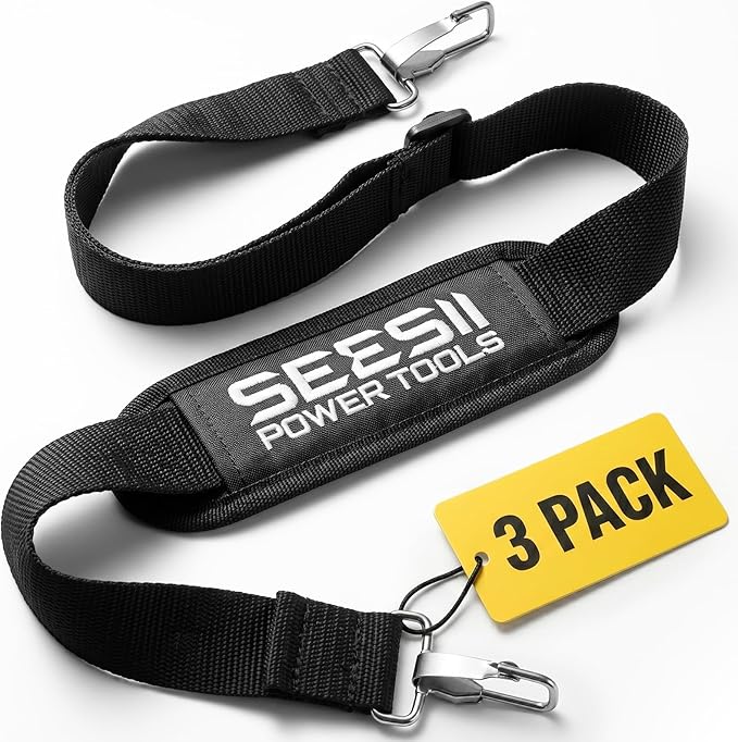 SEESII Universal Shoulder Strap for Cordless Pole Saw/Leaf Blower/Hedge Trimmer, Compatible with SEESII P6 Plus/P6 Ace/PB Ace/P6 Bonus, Black, 3-Pack