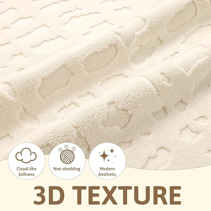 Yamaziot Washable 8x10 Area Rugs for Living Room Textured Non Slip, Beige | Modern High-Low Geometric Pattern, Soft Fluffy, Neutral, Minimalist Floor Carpet for Bedroom Dining Room Nursery Kids Room