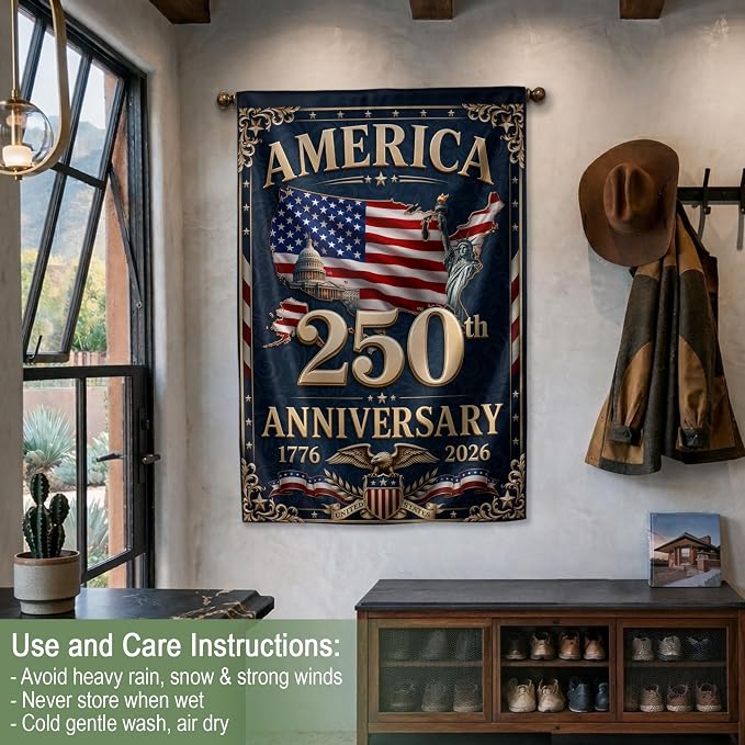 250th Anniversary Usa Commemorative Flags, 250 Years Of Freedom Flag, American 250th Anniversary Patriotic Design, 1776-2026 Commemorative Banner, Garden Flags For Outside, Front And Back Print 4 (30x40 Inch)