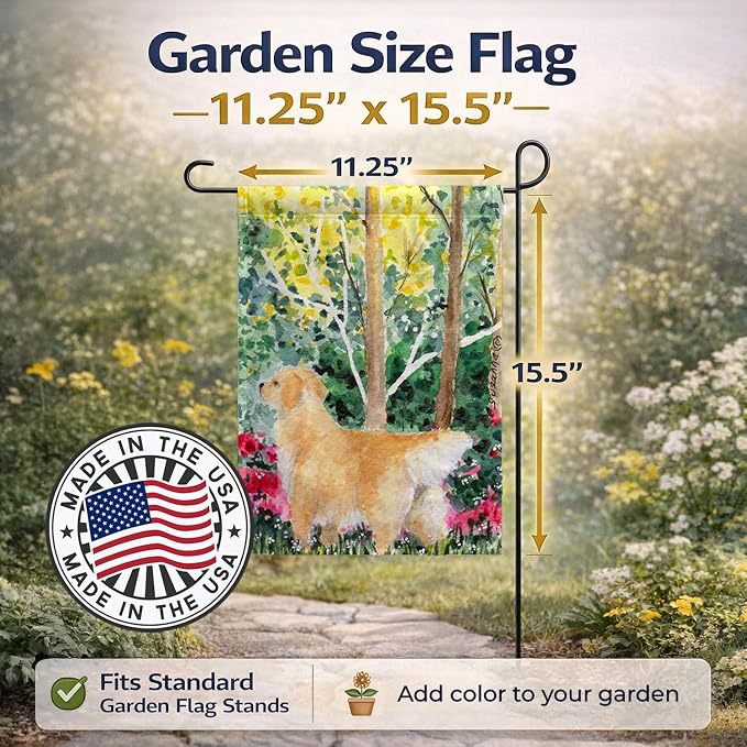 Caroline's Treasures SS8886GF Golden Retriever Garden Flag Mailbox Flag Decorative Yard Flag Banner Outside Patio Artwork Yard Flower Beds, Garden Size, Multicolor