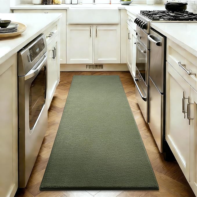 Vasofe Runner Rugs for Bedroom Living Room, 2x8 Sage Green Memory Foam Rug | Low-Pile Hallway Carpet Runner Rug for Entryway, Throw Small Kids Carpet for Bedside Dorm Room Decor