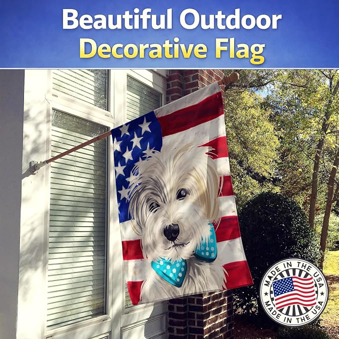 Caroline's Treasures CK6721CHF Sporting Lucas Terrier American Flag House Flag Large Porch Sleeve Pole Decorative Outside Yard Banner Artwork Wall Hanging, Polyester, House Size, Multicolor