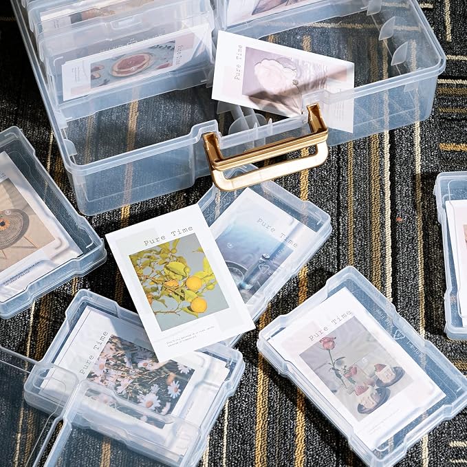 5" x 7" Photo Storage Case, 12 Inner Photo Organizer Keeper, Extra Large Storage Picture Boxes, Seed Storage, Transparent Craft Keeper (12 PACK)