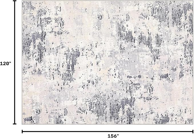 ROYHOME Area Rug 10x13 for Living Room Modern Abstract Rug, Grey Taupe | Accent Faux Wool Low Pile Ultra Soft Rug Stain Resistant Non Slip Non Shedding Throw Rug for Bedroom Home Decor
