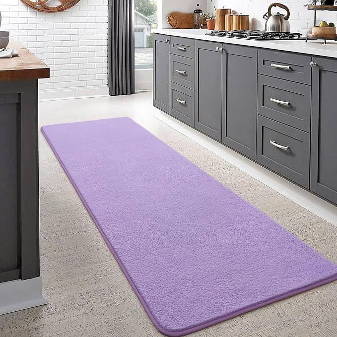 Keeko 2x6 Area Rugs for Living Room,Soft Washable Memory Foam Bedroom Rug | Indoor Throw Rug Low Pile Minimalist Non Slip Carpet for Kids Nursery Classroom Dorm Room Home Decor Purple