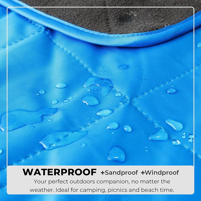 BRAWNTIDE Large Waterproof Outdoor Blanket, Extra Thick Fleece, Warm, Windproof & Sandproof, Quilted Stadium Blanket for Sports Events, Beach, Camping, Picnics, Dogs & Car, 82" x 55