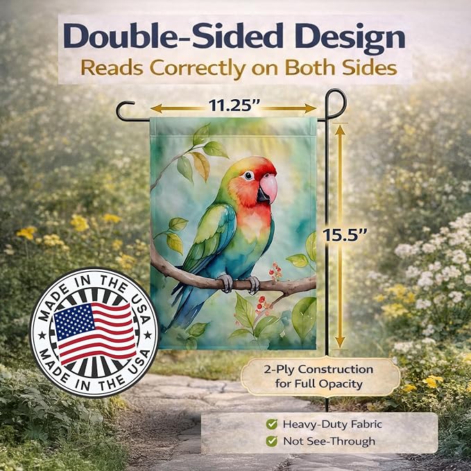 Caroline's Treasures Lovebird Garden Flag Mailbox Flag Decorative Yard Flag Banner Outside Patio Artwork Yard Flower Beds, Garden Size, Multicolor