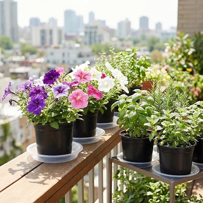 30 Pack Plant Saucer 5 Inches Plant Trays for Pots Plastic Round Drip Trays Flower Pot Saucers Clear Planter Water Tray Plant Drainage Tray, Clear
