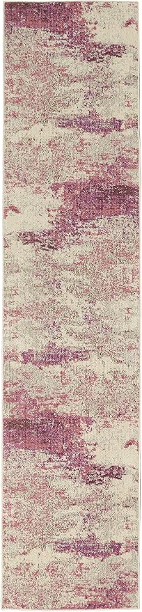 Nourison Home Celestial Ivory Pink 2'2" x 10' Area Rug - Easy Clean, Non Shedding, Bed Room, Living Room, Dining Room, Kitchen (10' Runner)