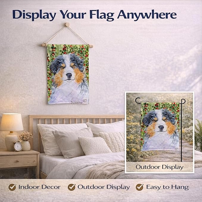 Caroline's Treasures SS8848GF Australian Shepherd Garden Flag Mailbox Flag Decorative Yard Flag Banner Outside Patio Artwork Yard Flower Beds, Garden Size, Multicolor