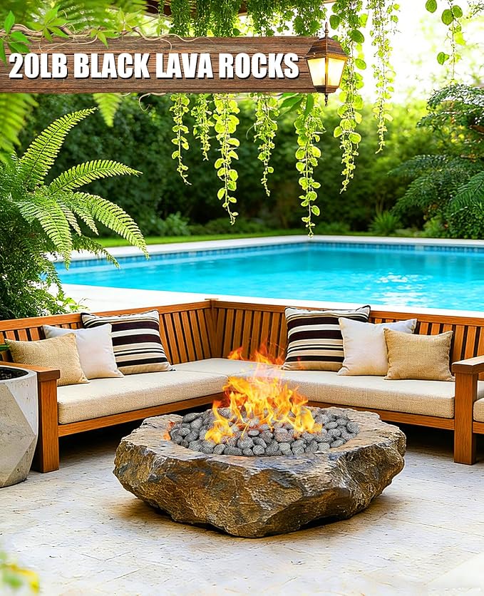 20 Pounds Lava Rock Pebbles 2-3 Inch Natural Lava Stones for Fire Rocks for Gas Fire Pits, Fireplaces, Landscaping, and Plant Cultivation, Natural Tumbled Stones for Indoor and Outdoor