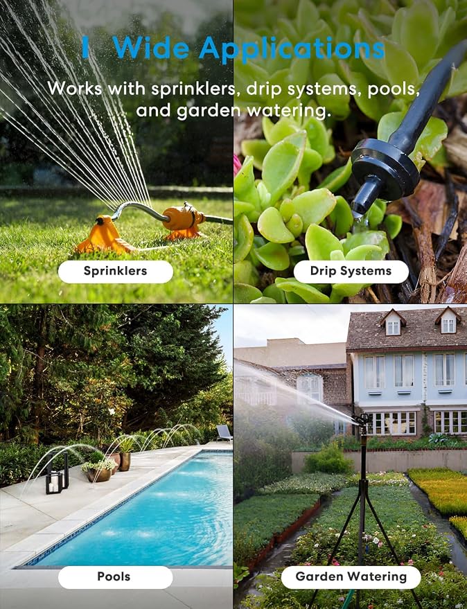 meross WiFi Water Timer for Garden Hose, Smart Hose Timer with Brass Inlet & Outet, WiFi Sprinkler Valve Work with Apple Homekit, Alexa & Google Assistant, Smart Rain Skip for Lawn, Garden & Yard
