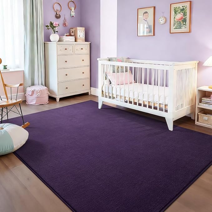Vasofe 6x9 Purple Area Rugs for Bedroom, Super Soft Living Room Dorm Rug | Low Pile Thickened Memory-Foam Throw Carpet, Non-Slip Washable Carpets for Kids Boys Girls Room Nursery Playroom Home Decor