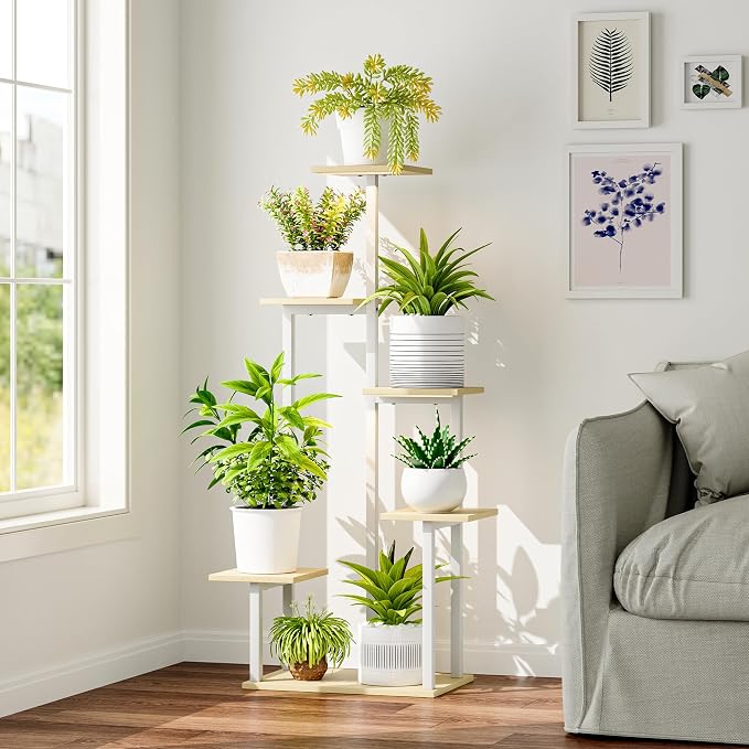Plant Stand Indoor with Grow Lights - Tiered Corner Shelf Small Metal Lighted Flower Rack Multiple